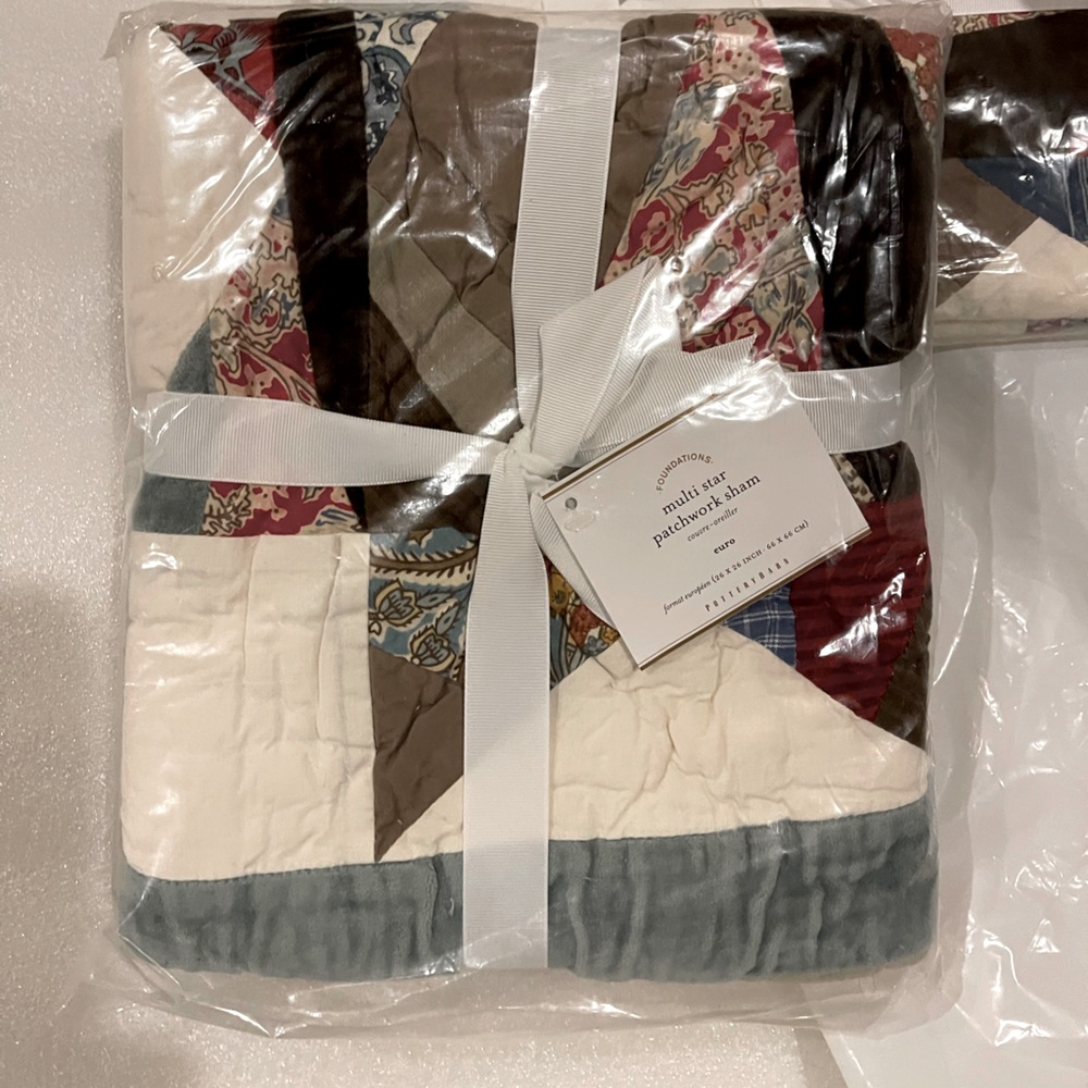 New Pottery Barn Patchwork Star Euro Sham, 26” #1
